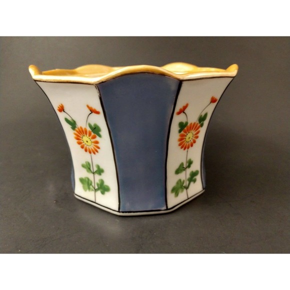 Vintage Lusterware Covered Candy Dish Peach Blue Gold Ceramic Porcelain Painted - Picture 6 of 10